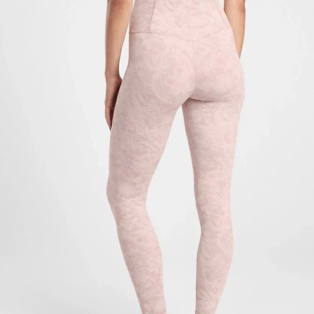 Athleta Elation Textured Tight Frosted Floral Pink leggings